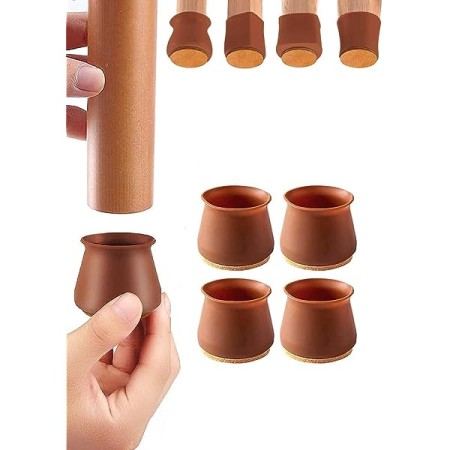 24 Pcs Silicone Chair Leg Caps (Brown Color)