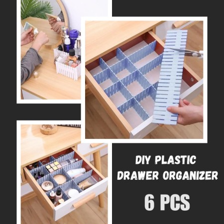 Adjustable Plastic Grid Drawer Organizer  6pcs