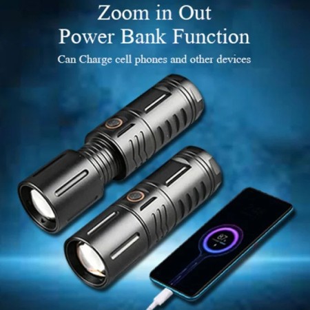 Zambu Rechargeable LDD Torch Light Water proof with Powerbank