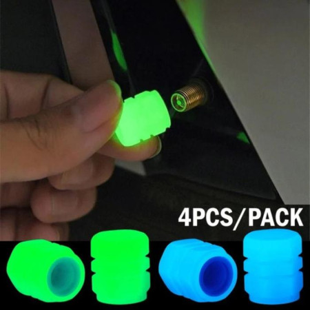 4 Pcs Night Glowing Tyre Caps